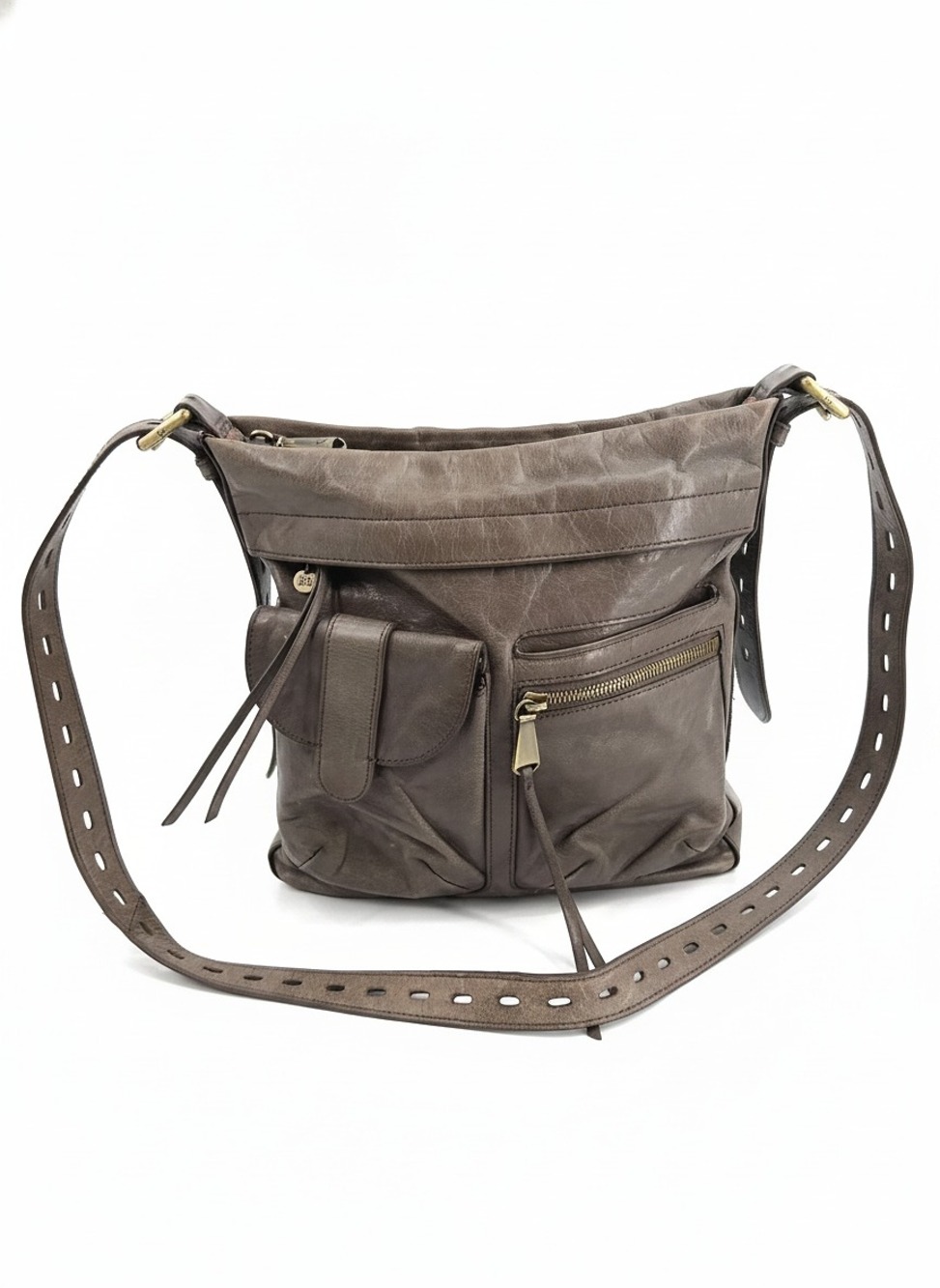 HOBO Gray Crossbody Bag | Polyester & Leather, OS
